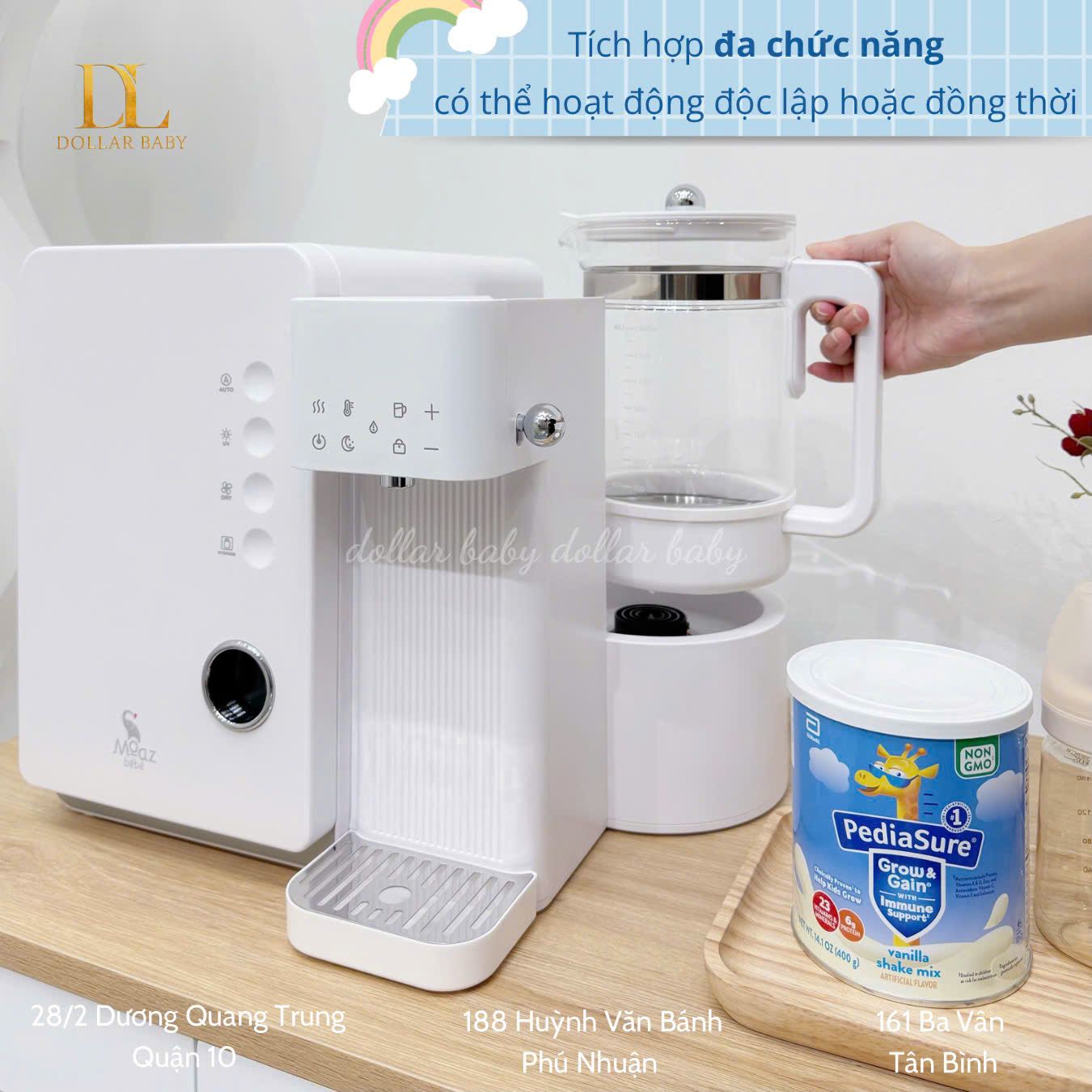  MOAZ BÉBÉ - Máy đa năng tiệt trùng sấy khô UVC và đun nước - MB104 