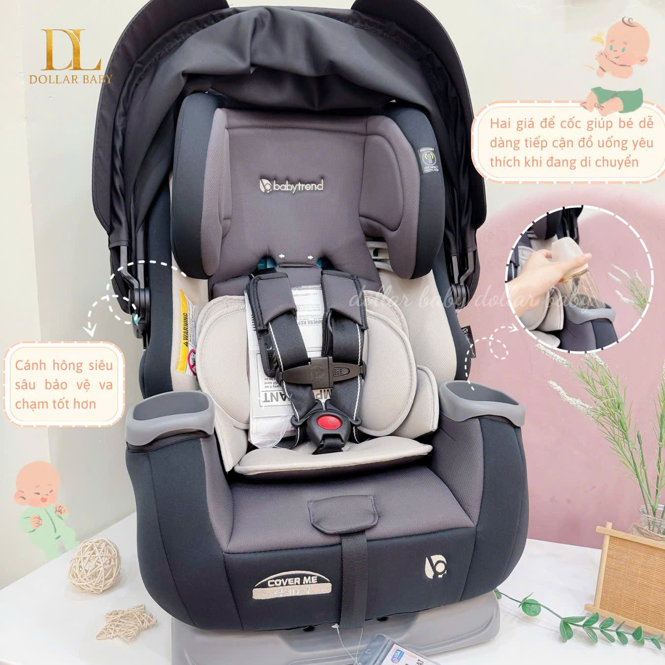  Baby Trend Cover Me™ 4-in-1 Convertible Car Seat - Ghế Ô Tô Đa Năng 