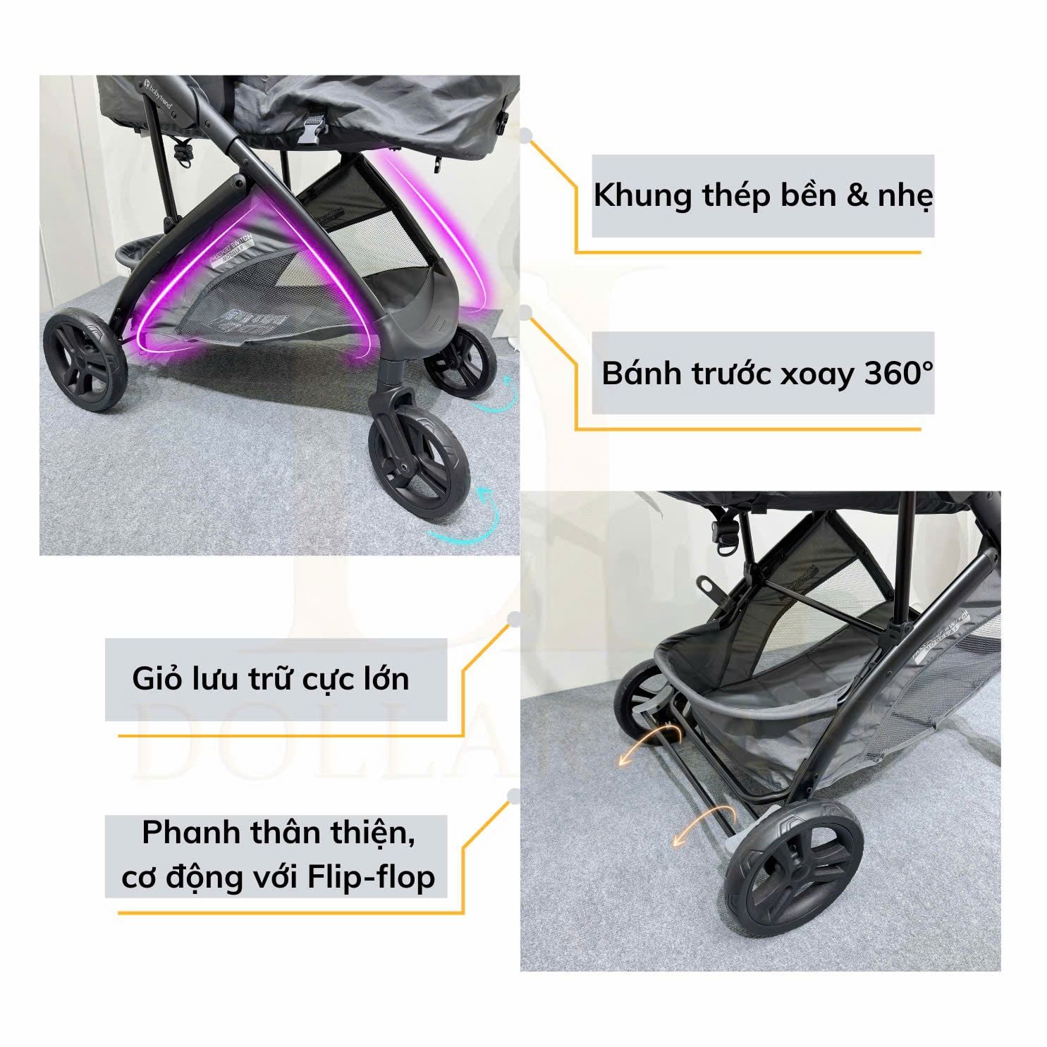  Xe đẩy nôi hai chiều Baby Trend Passport Switch 4-in-1 