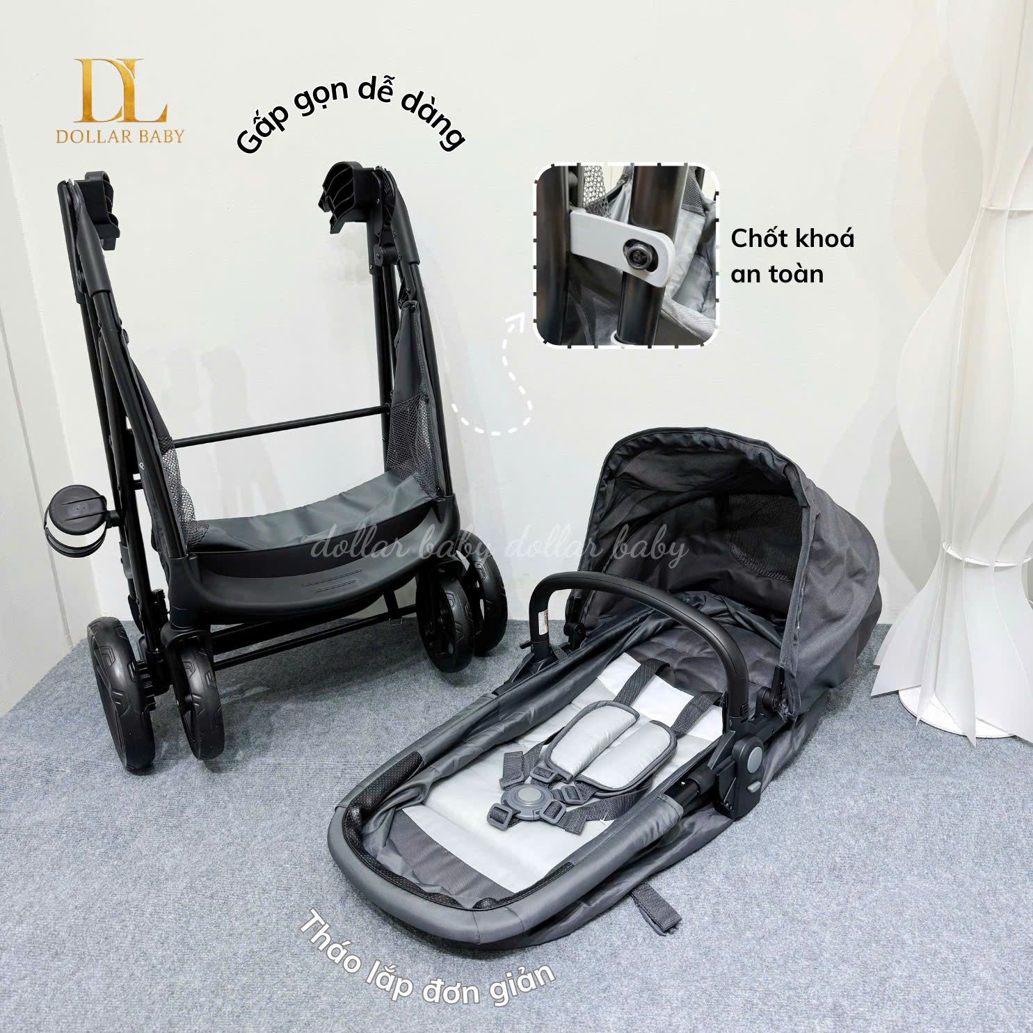  Xe đẩy nôi hai chiều Baby Trend Passport Switch 4-in-1 