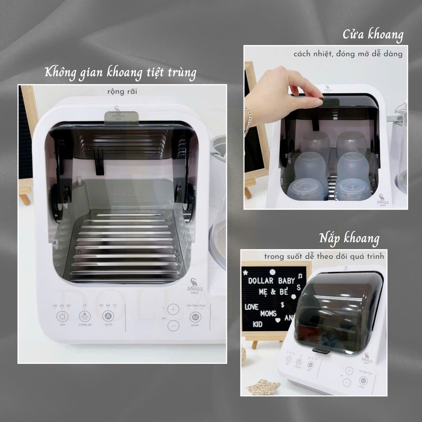  MOAZ BÉBÉ - Máy Tiệt Trùng Đun Nước Hâm Sữa Đa Năng - MB096 