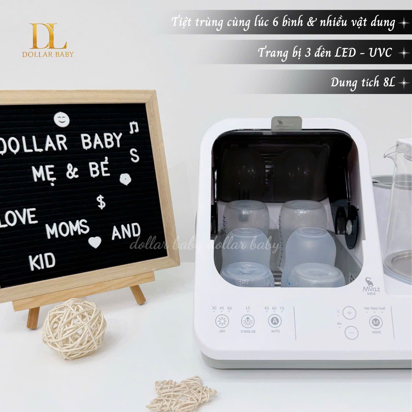  MOAZ BÉBÉ - Máy Tiệt Trùng Đun Nước Hâm Sữa Đa Năng - MB096 