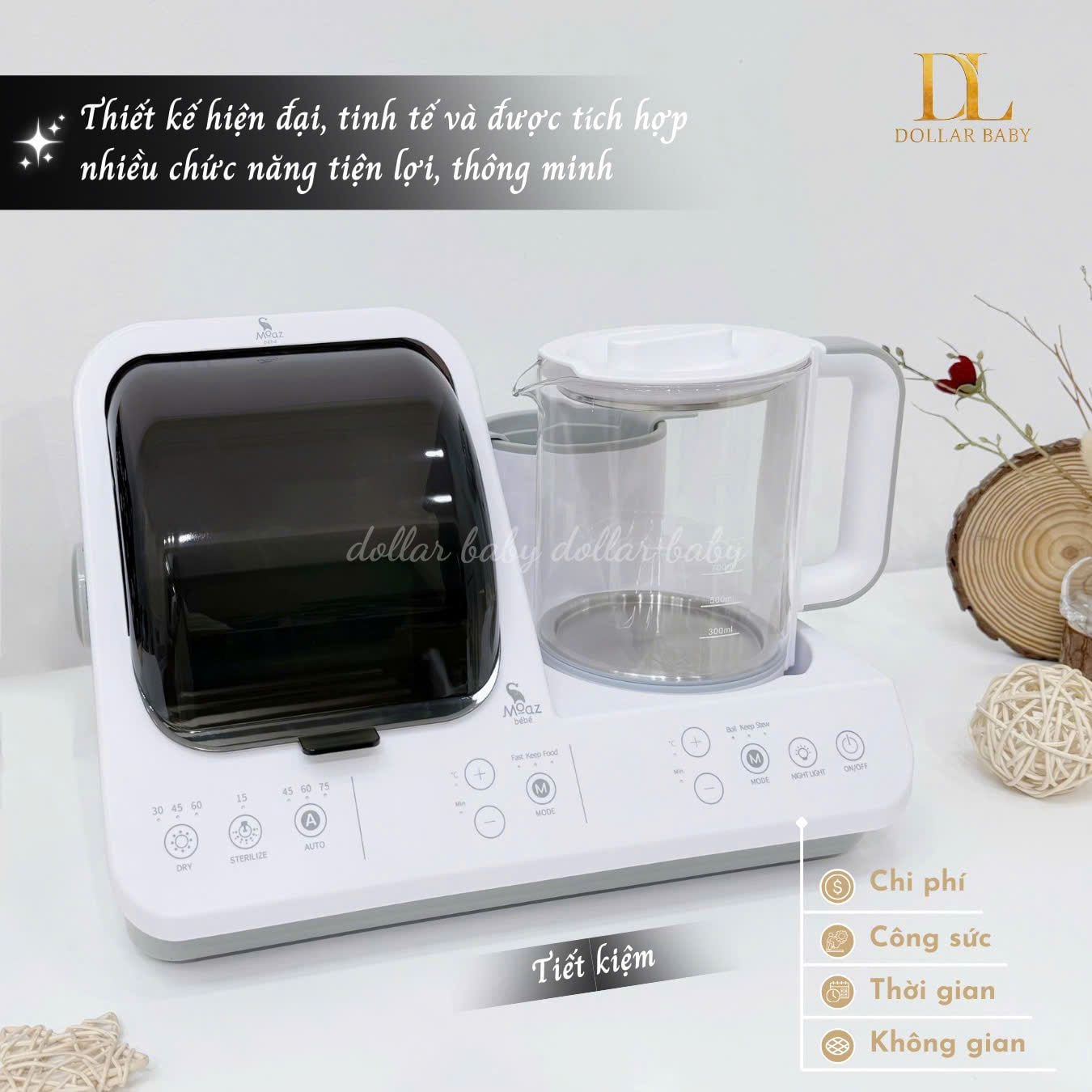  MOAZ BÉBÉ - Máy Tiệt Trùng Đun Nước Hâm Sữa Đa Năng - MB096 