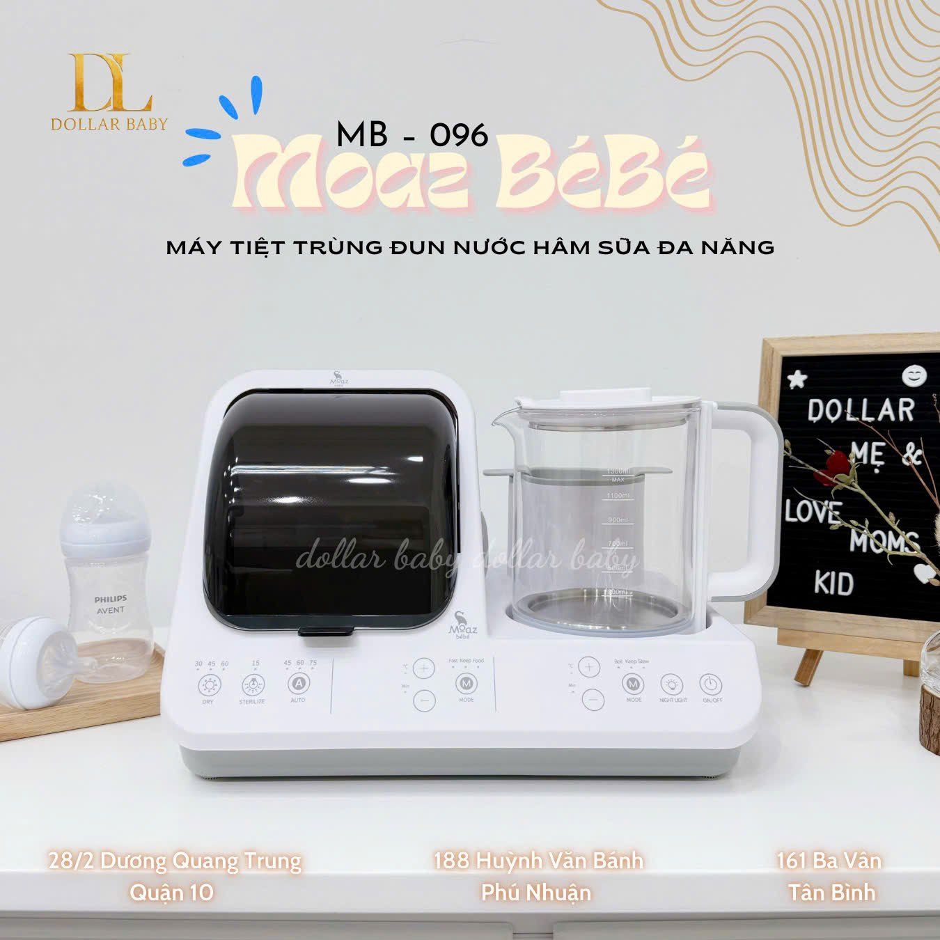  MOAZ BÉBÉ - Máy Tiệt Trùng Đun Nước Hâm Sữa Đa Năng - MB096 