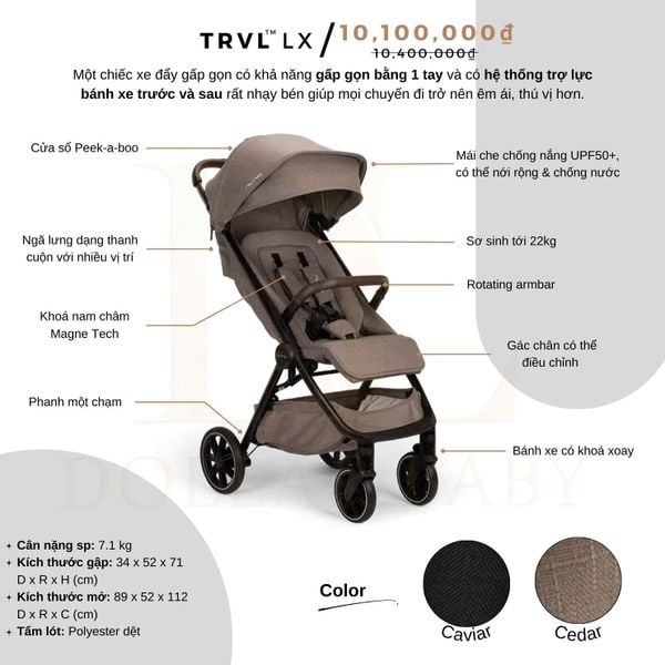  Xe Đẩy Gấp Gọn NUNA Trvl Lx - CEDAR 