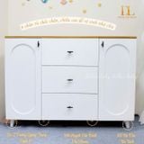  Tủ Gỗ Ngang Vân Gỗ Tay Núm Dẹp 3 Hộc 