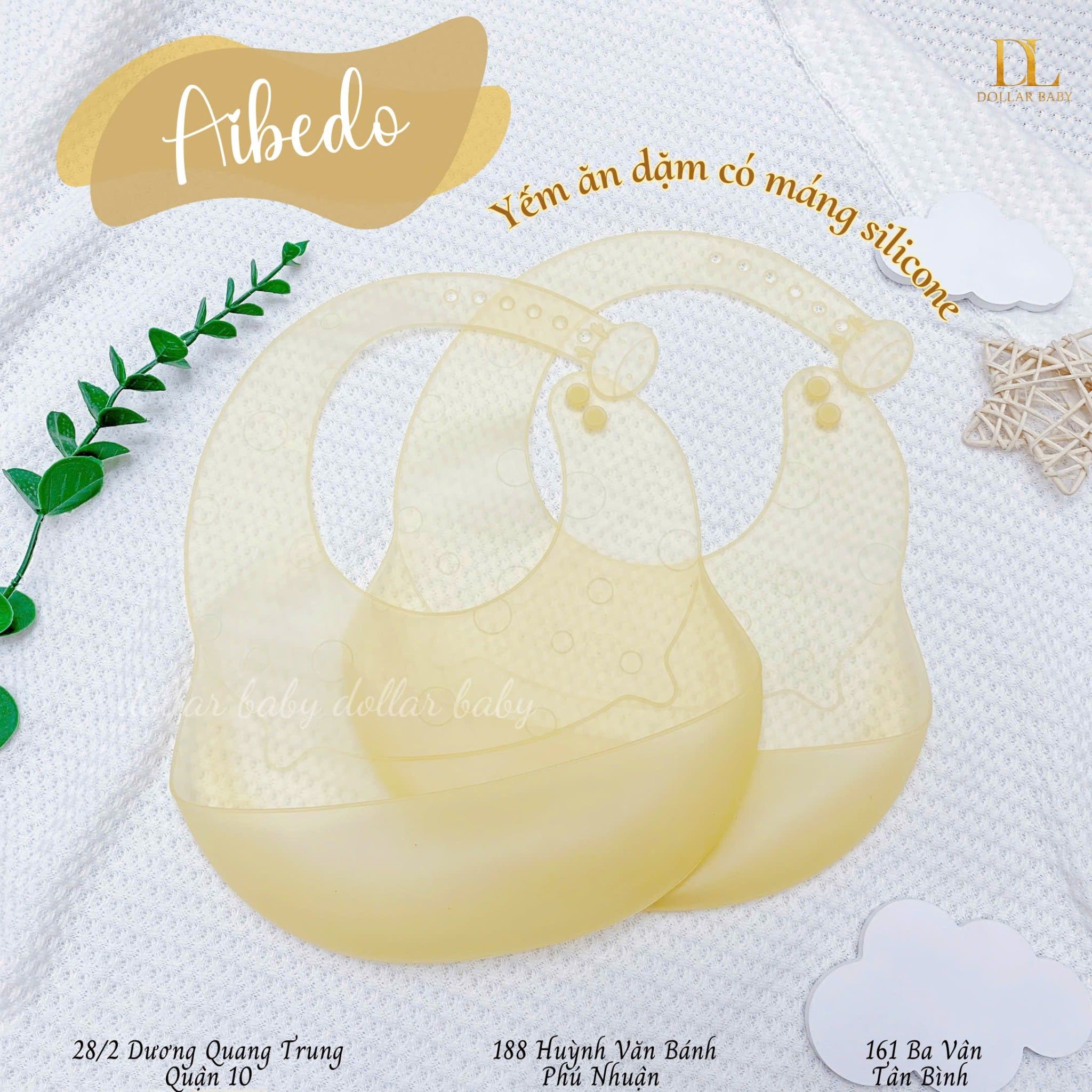  Yếm Ăn Dặm Có Máng Silicone Cho Bé Aibedo 
