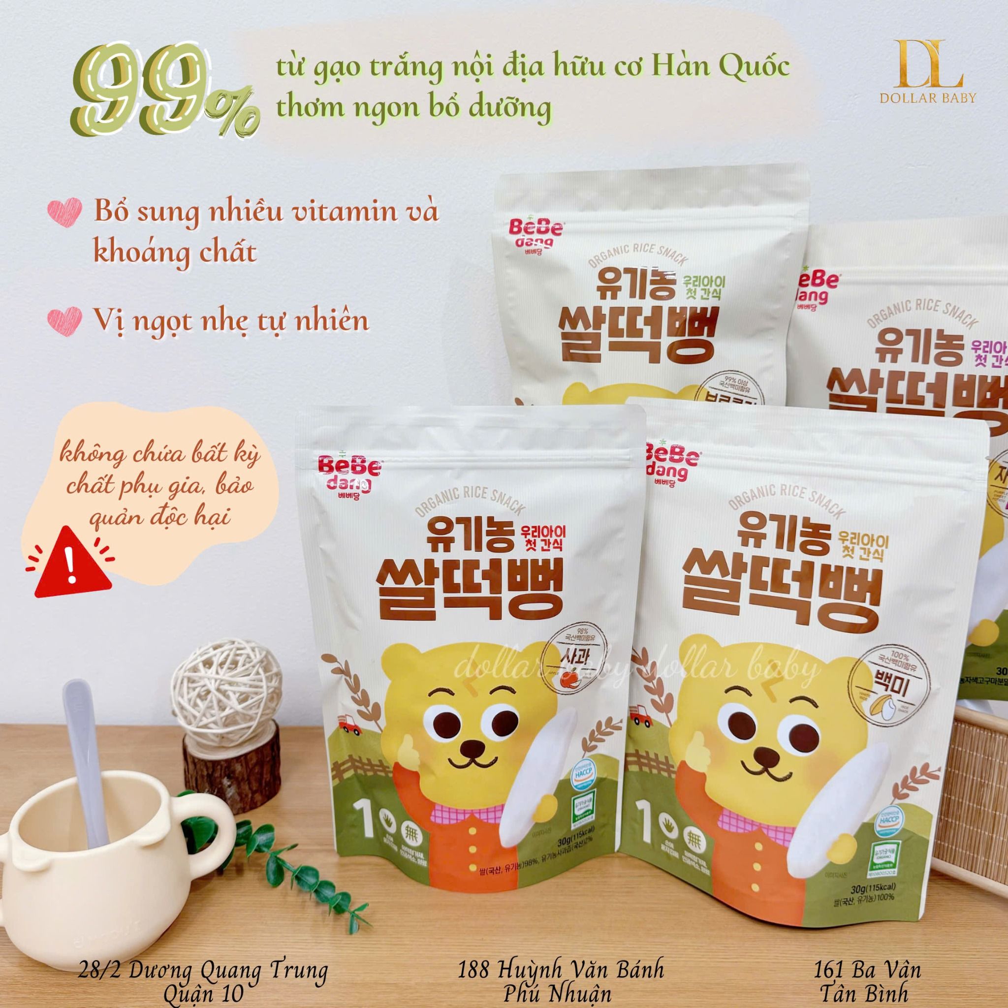  Bánh Gạo Miếng Hữu Cơ Bebedang 