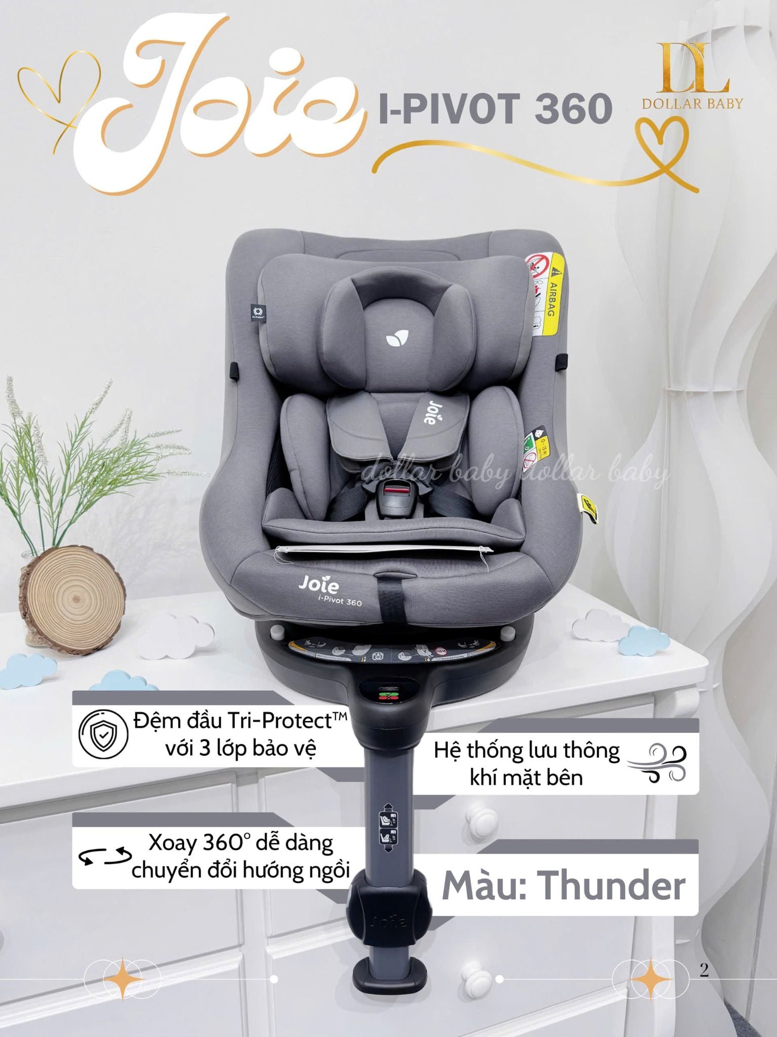  Ghế ô Tô Joie i-Pivot 360 ISOFIX 