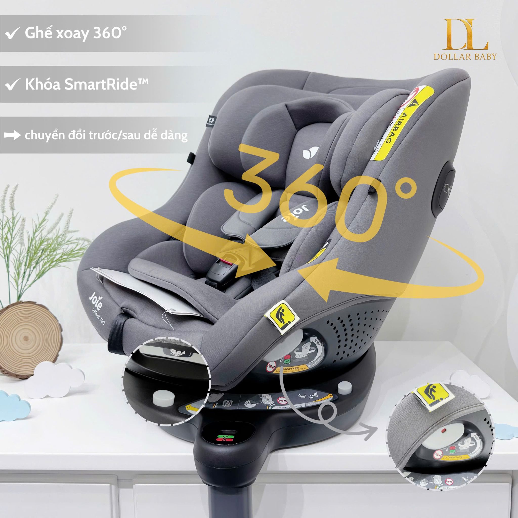  Ghế ô Tô Joie i-Pivot 360 ISOFIX 