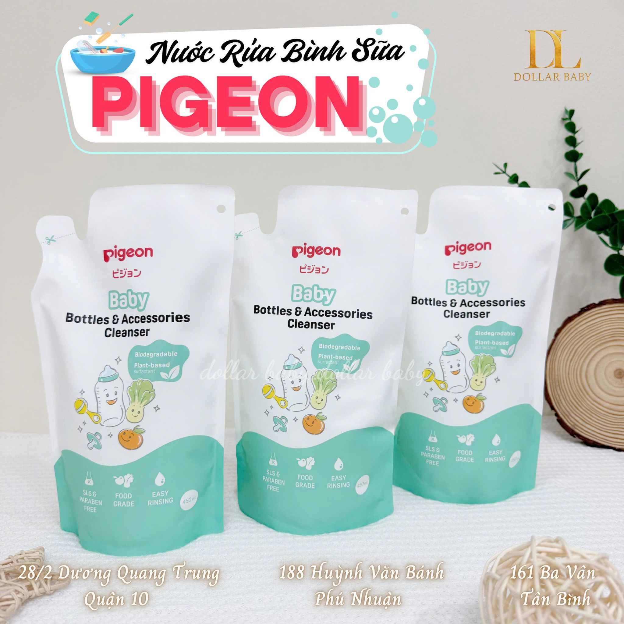  Nước Rửa Bình Sữa Và Phụ Kiện Pigeon Gốc Thực Vật 