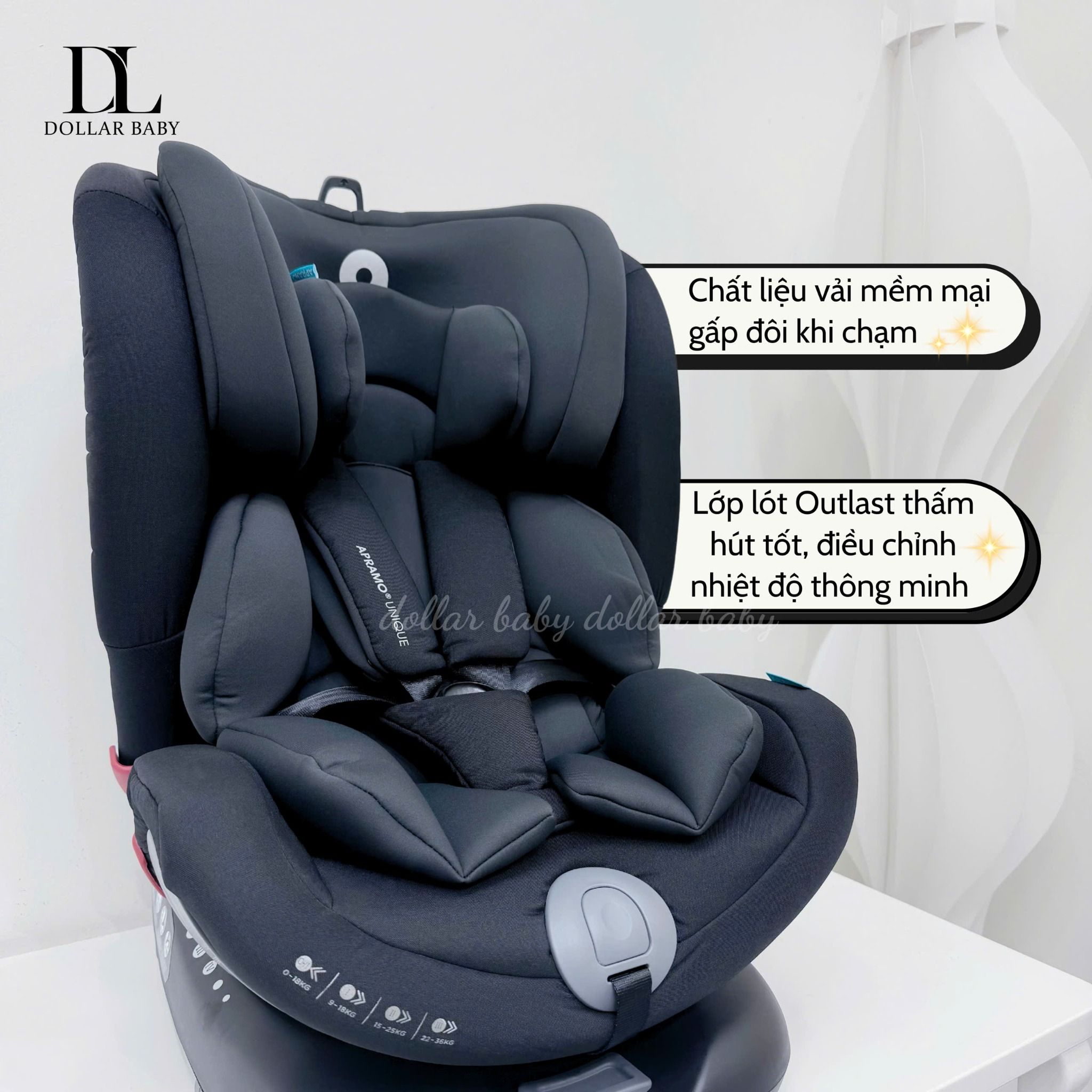  Ghế ngồi Ô Tô Cao Cấp Apramo Unique 360 Ghế 360° Isofix 