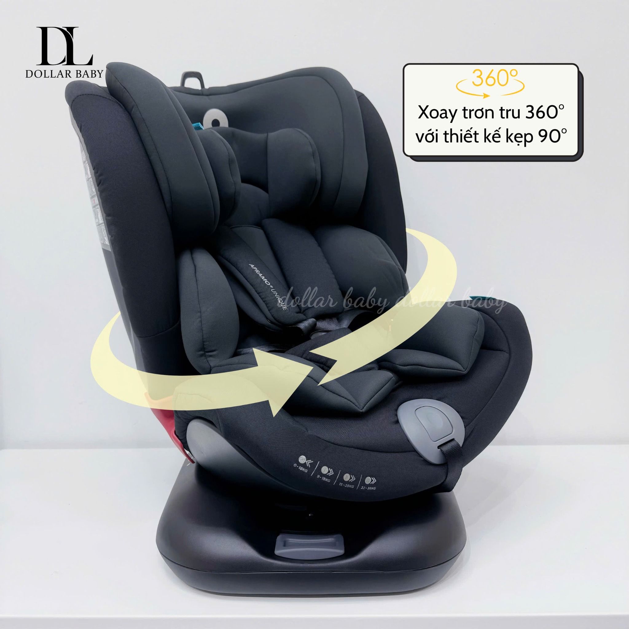  Ghế ngồi Ô Tô Cao Cấp Apramo Unique 360 Ghế 360° Isofix 