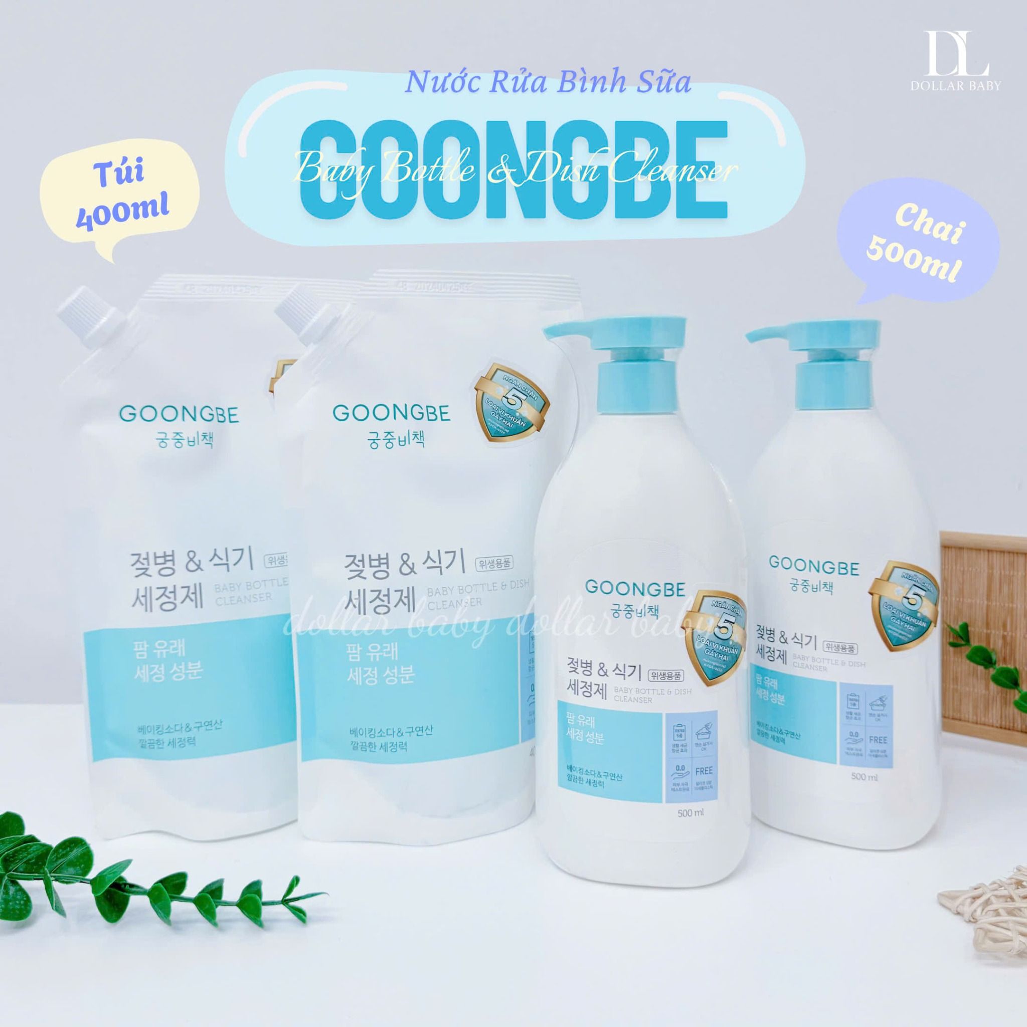  Nước rửa bình sữa GOONGBE Baby Bottle & Dish Cleanser 