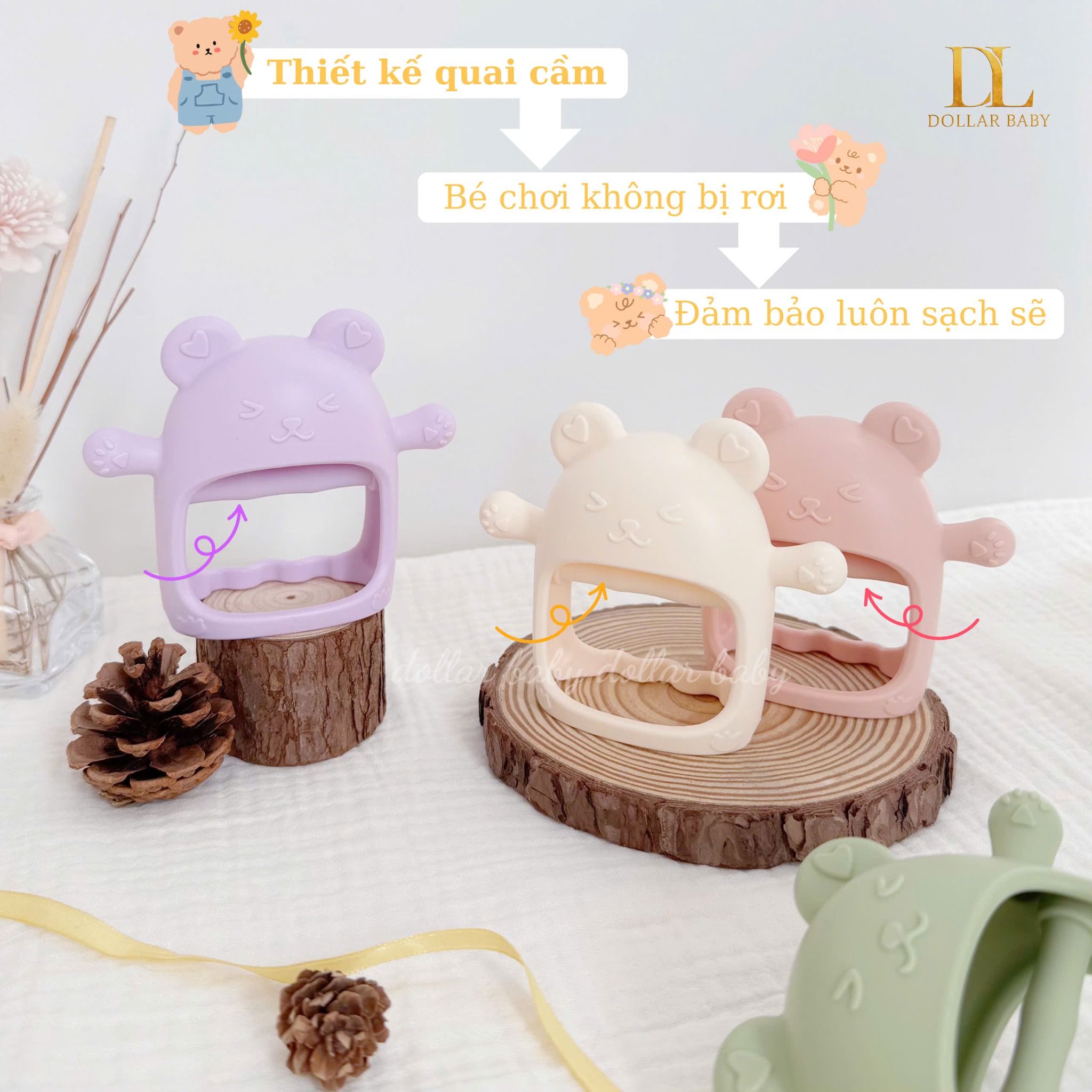  Gặm Nướu Gấu Thỏ Silicon - BARROT ( Kèm Hộp ) 