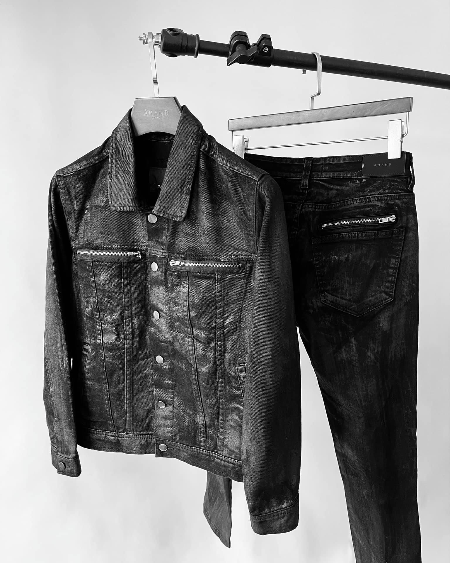 BLACK COATING DENIM JACKET NINEBLUES