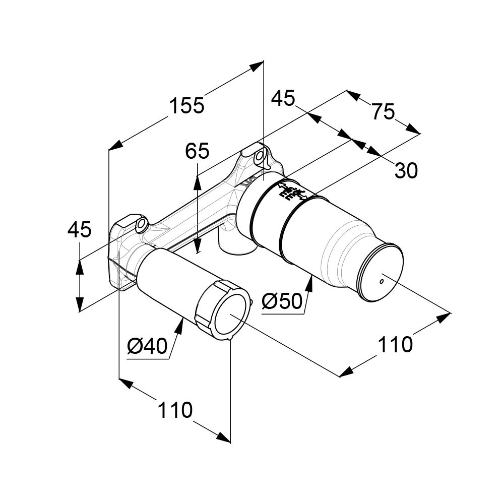 Bộ âm tường 38243 dành cho vòi chậu âm tường 2 lỗ nóng lạnh
