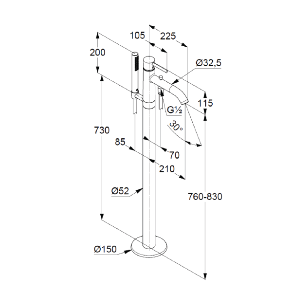 Vòi đặt sàn cho bồn tắm 385900576