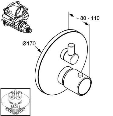 Mặt nạ điều khiển nhiệt độ và chuyển hướng sen âm tường 388300545