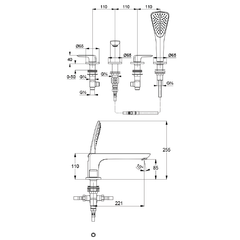 Vòi xả bồn tắm 4 lỗ 414240575