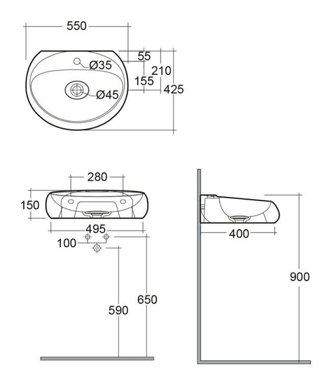 Chậu treo tường CLOWB5501504A
