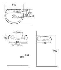 Chậu treo tường CLOWB5501504A