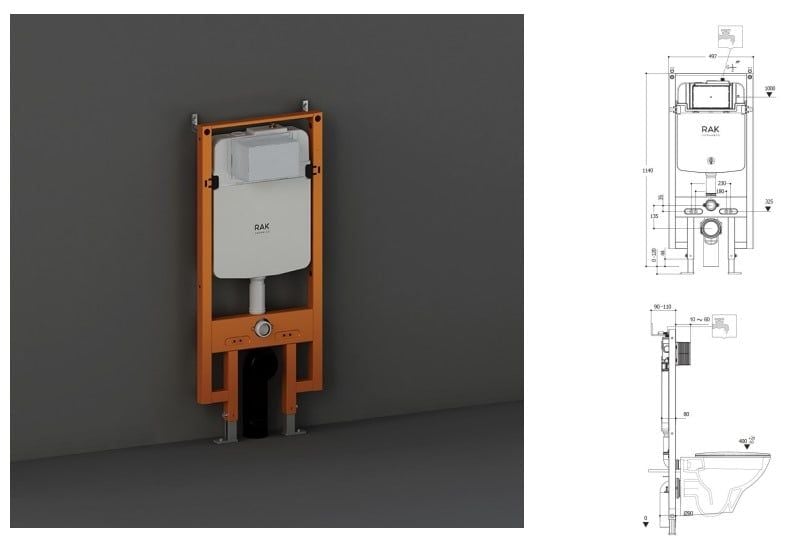 Két nước âm tường NEOFS04RAK8C dành cho bàn cầu treo