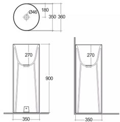 Chậu đặt sàn đúc nguyên khối PETFS13600AWHA BTRFSPPR001 không có lỗ thoát tràn