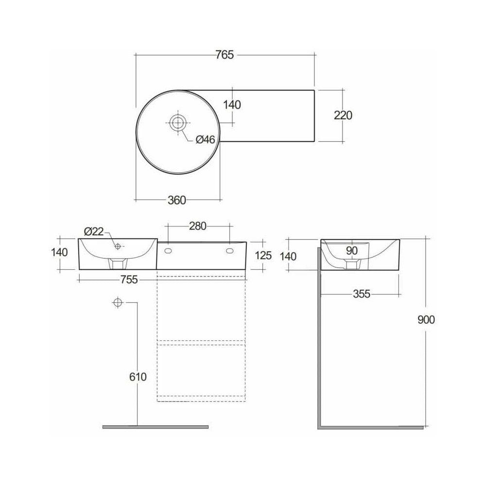 Chậu treo tường RAK-PETIT OVAL-R PETWB27700AWHA