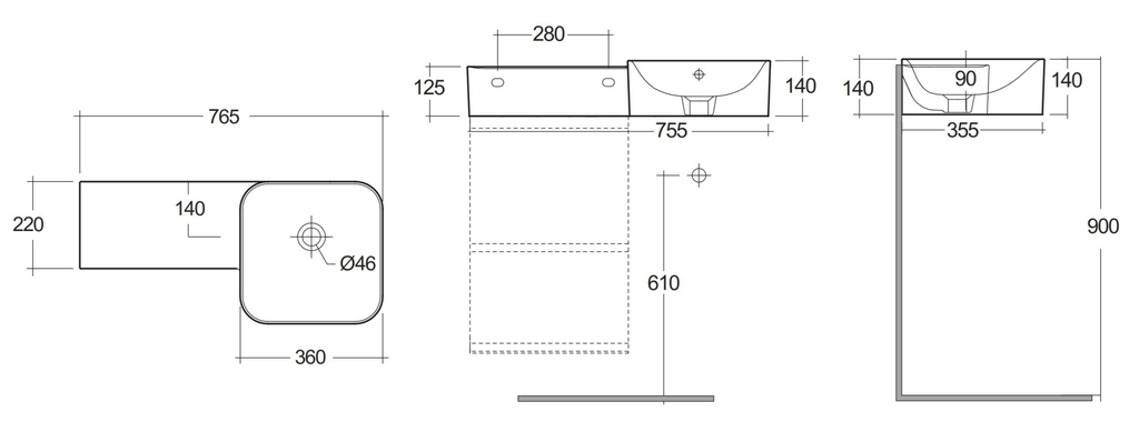Chậu treo tường PETWB37700AWHA dành cho không gian nhỏ