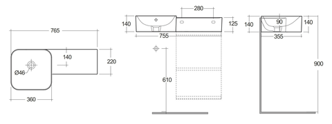 Chậu treo tường PETWB47700AWHA dành cho không gian nhỏ