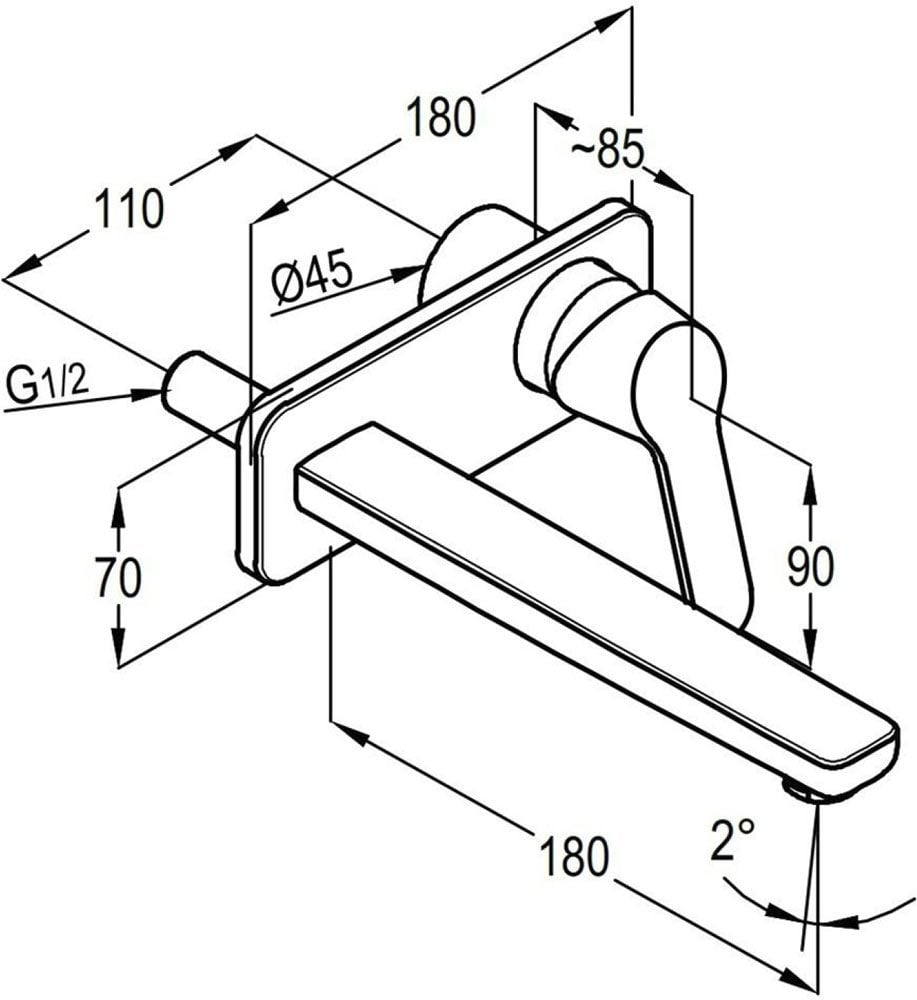Vòi chậu âm tường nóng lạnh RAK18023 - 38243