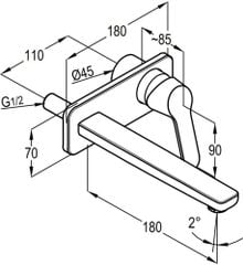 Vòi chậu âm tường nóng lạnh RAK18023 - 38243
