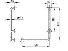 Thanh tay vịn chữ L bên trái RAK90410