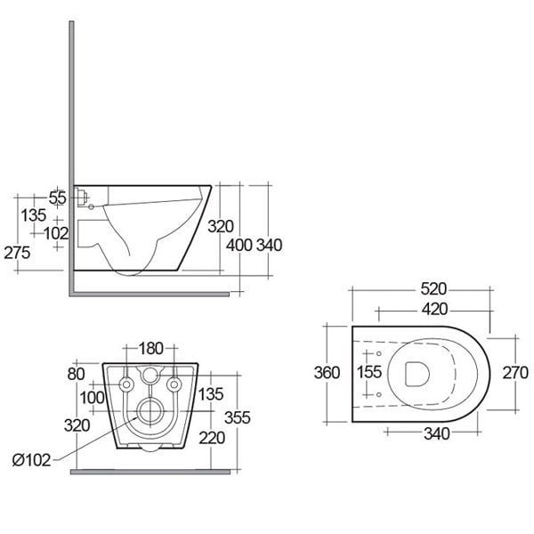 Bàn cầu treo tường RST23AWHA - két nước NEOFS04RAK8C