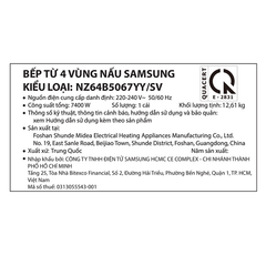 Bếp từ Samsung Bespoke NZ64B5067YY/SV
