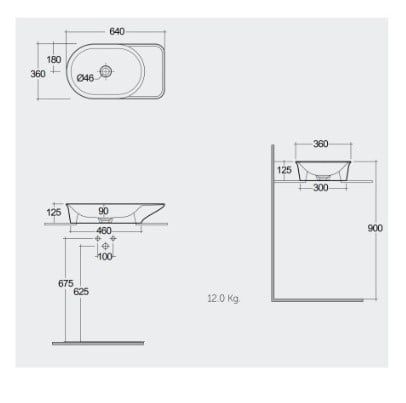 Chậu đặt bàn VALCT6400AWHA không lỗ thoát tràn