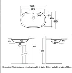 Chậu âm bàn VARUC36000AWHA có lỗ thoát tràn
