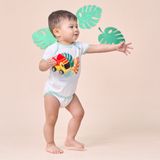  Bộ bodysuit sơ sinh màu trắng viền xanh họa tiết lá cây 