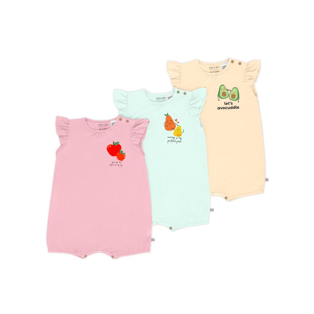  Set 3 bộ bodysuit cho bé gái họa tiết trái cây 