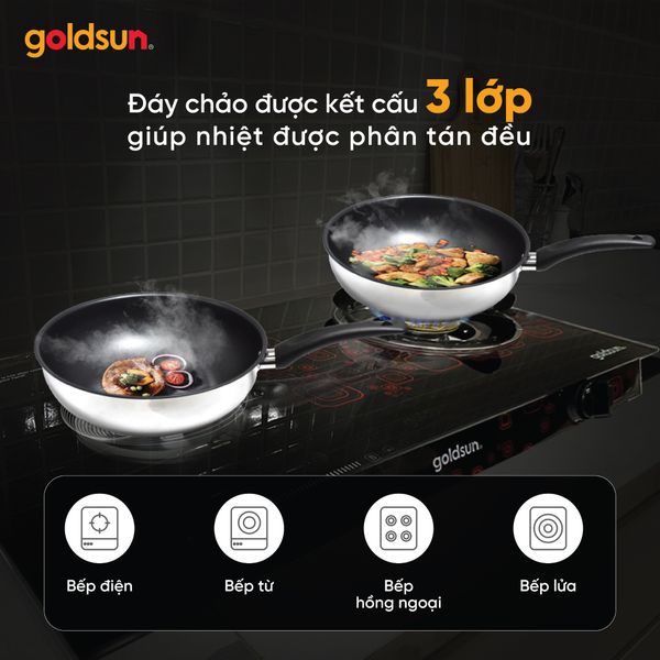 Chảo chống dính inox sâu lòng Goldsun GPA1410-IH
