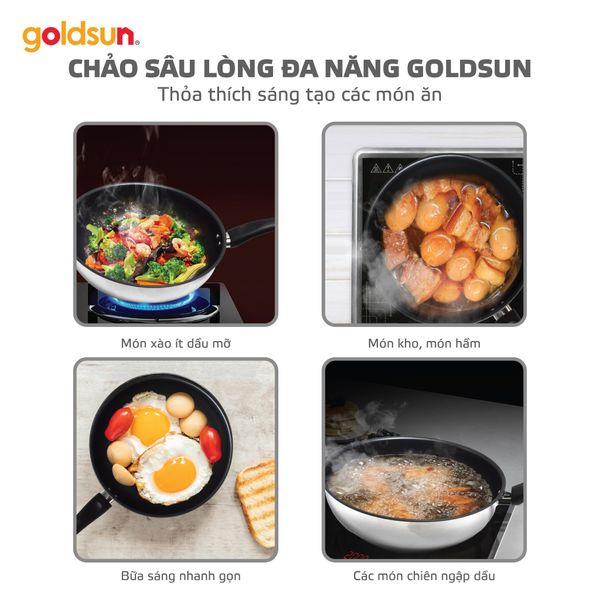 Chảo chống dính inox sâu lòng Goldsun GPA1410-IH