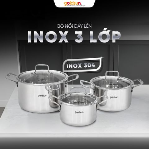 Bộ nồi Inox 3 lớp đáy liền Goldsun GPS1770-S