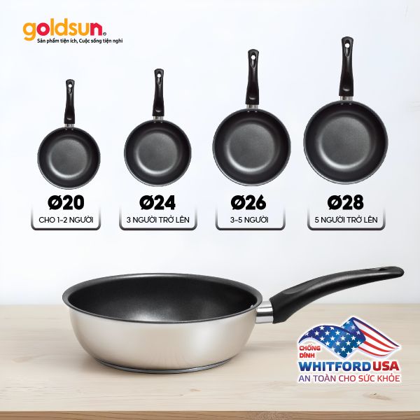 Chảo chống dính inox sâu lòng Goldsun GPA1410-IH