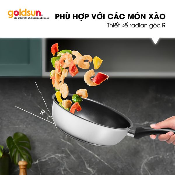 Chảo chống dính inox sâu lòng Goldsun GPA1410-IH