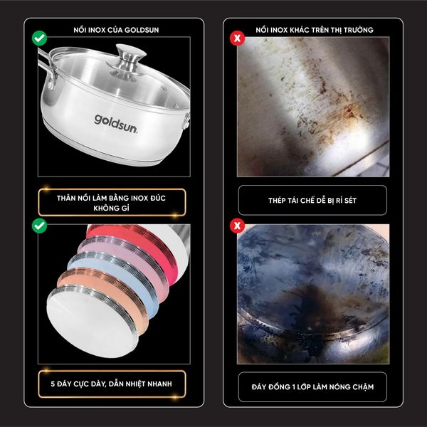 Nồi lẻ inox 5 đáy GPS1725