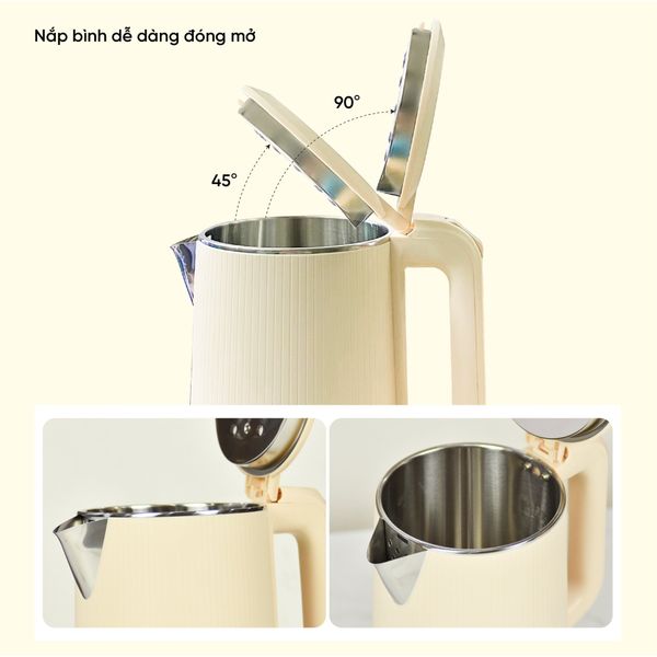 Ấm Siêu Tốc 2 Lớp Cách Nhiệt Goldsun Dung Tích 1.8L Đun Siêu Tốc Tự Ngắt Khi Sôi GKT2611