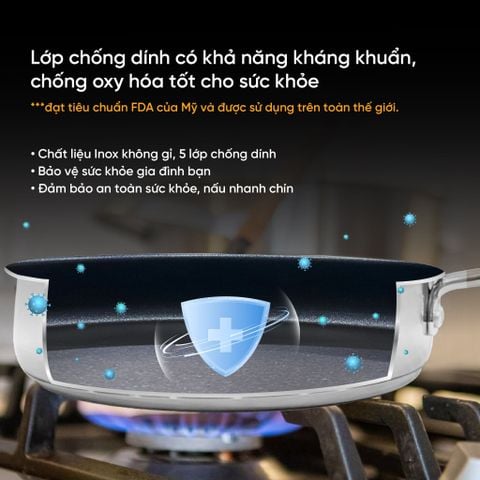 Chảo inox chống dính Goldsun GPA1402-IH