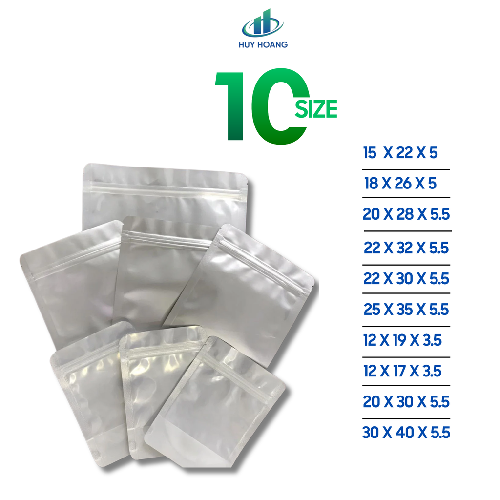  Túi Zipper 2 Mặt Bạc 