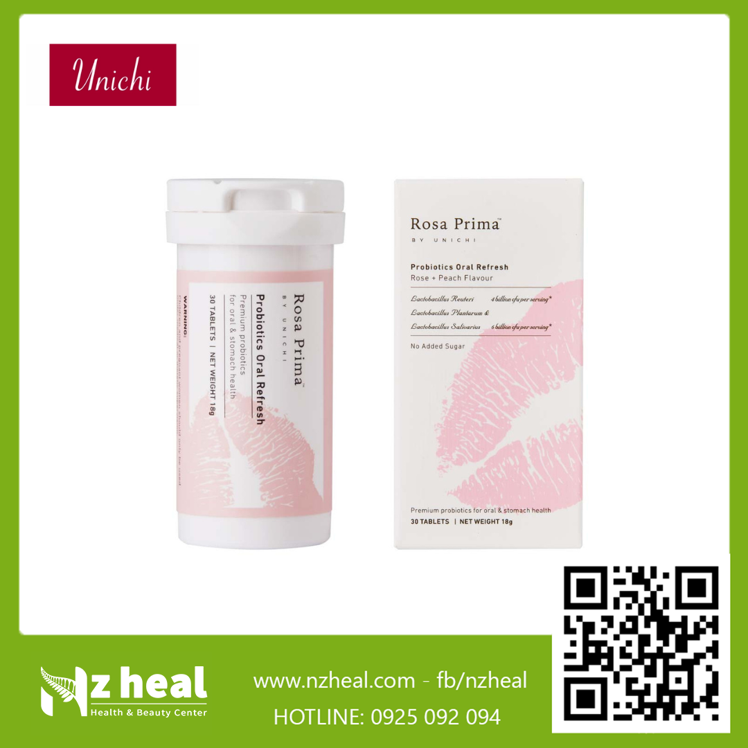  Kẹo bổ sung lợi khuẩn Unichi Rosa Prima Probiotics Oral Refresh (30 viên) 